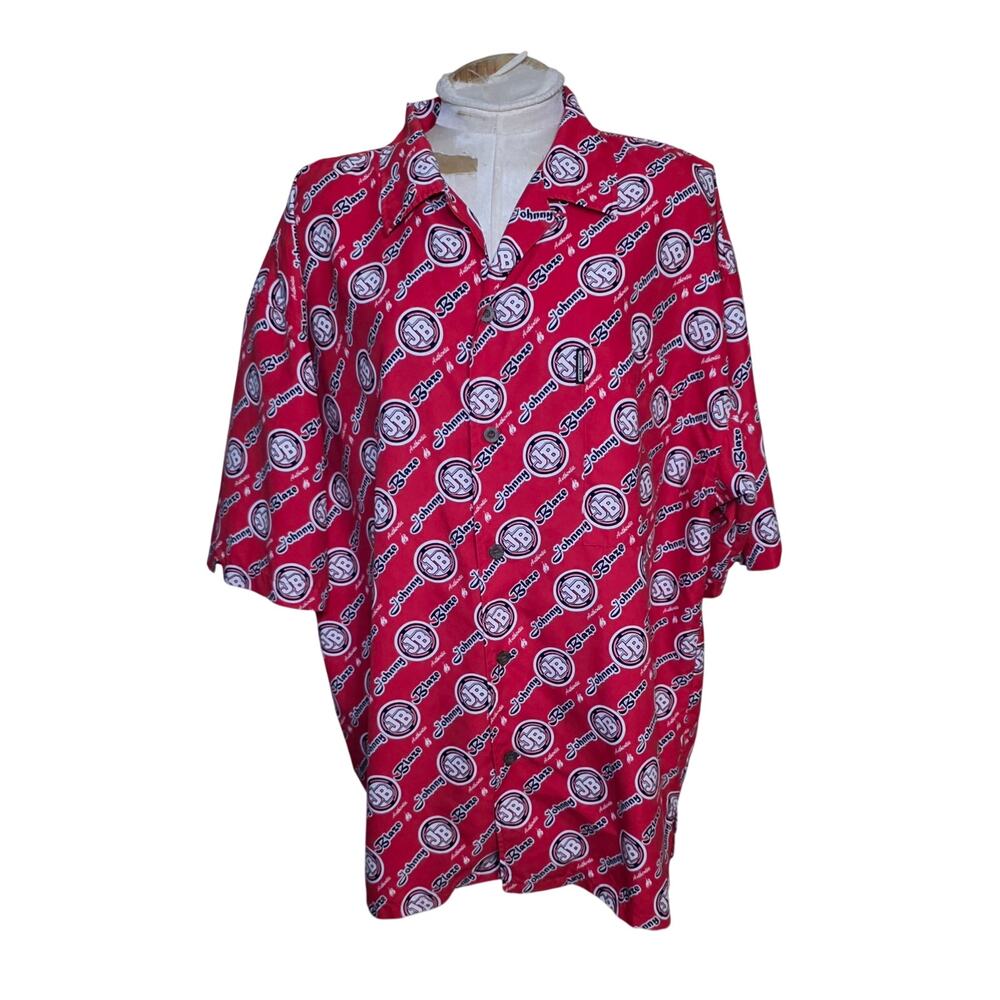 Vintage Y2K Johnnyโ Blaze Button Up Shirt Size XL Red